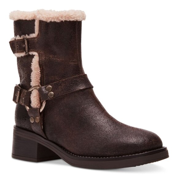 Steve Madden Brixton Fur Brown Distressed Boots - Picture 1 of 6